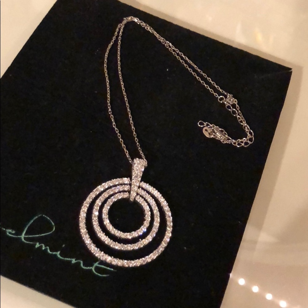 Diamond hoop silver necklace